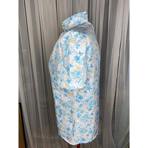 Blouse High neck watercolor floral 1980s blue yellow - Picture 5 of 8